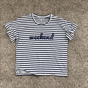 White and Navy Striped Weekend Shirt
